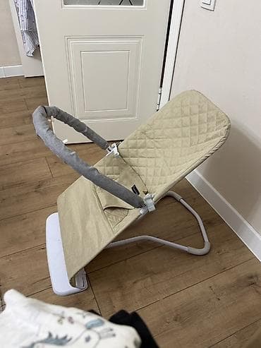 манеж с люлкой: Детский шезлонг, Б/у, Качалка, Железо, цвет - Бежевый — 5