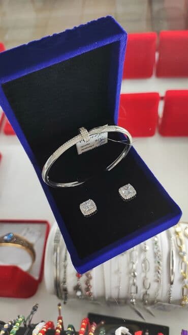 самые красивые свадебные платья в мире: Серебряный Браслет+ серьги на гвоздиках Серебро 925 дизайн Италия — 6