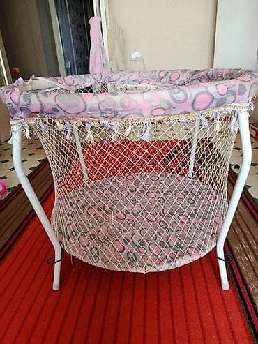 колыбель манеж: Продается Б/У детский круглый манеж-сетка — 2