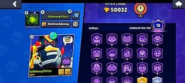 па 3: Игровой аккаунт Brawl Stars Основное: - Трофеи: 50 032 - Собрано — 3