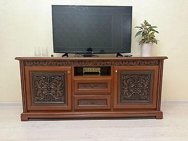 Терезелер жана комплектөөчүлөр: Телевизордун шкаф жана стенди, Полго орнотулма, Жыгач, түсү - Күрөң — 1