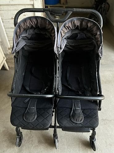 детские коляски для двойняшек: Коляска, Другой бренд, цвет - Черный, Б/у, Бесплатная доставка — 9