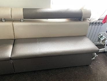 Эмерек гарнитурлары: Ашкана үчүн жумшак бурчек, Башка материал, түсү - Саргыч боз — 1