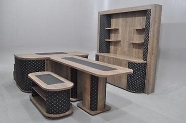 стол офисный угловой: Комплект офисной мебели, Дерево, цвет - Черный — 3