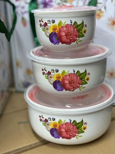 текстура минералка: Набор мисок с крышками для хранения продуктов - Комплектация: 3 миски — 4