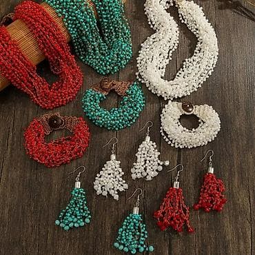 Эркектер кийими: Набор бижутерии ручной работы из бусин только белый Состав набора: - — 2