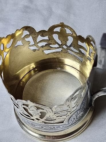 антикварят: СССР СЕРЕБРЯНЫЙ Подстаканник резной, с богатым растительным — 4