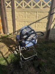 сколько стоит детская коляска: Коляска, цвет - Голубой, Б/у — 3