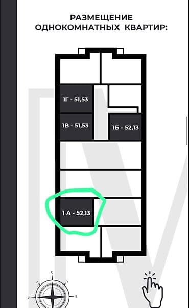 rent flat: 1 комната, 52 м², Элитка, 10 этаж, Готовая ПСО (под самоотделку) — 2