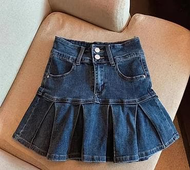 zara mango: Юбка, Модель юбки: Трапеция, Мини, Джинс, Высокая талия — 1