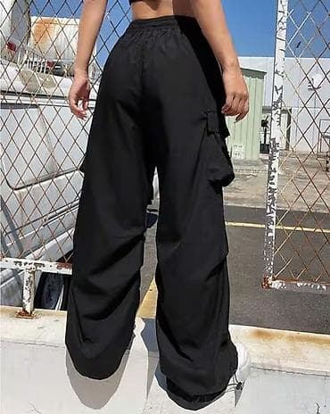 Брюки: Широкие женские карго-брюки - Цвет: черный - Посадка: комфортная, на — 6