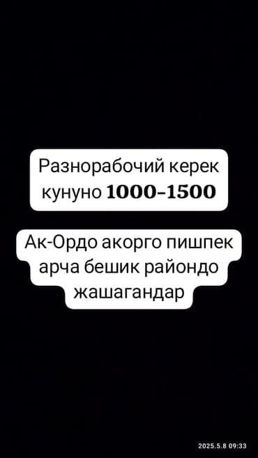 орусчаны кыргызча которуу переводчик: Требуется Разнорабочий, Оплата Каждые 10 дней, Без опыта — 1