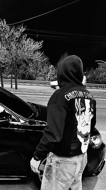 кожаный плащь: Толстовка с капюшоном Christian Dior - Цвет: черный - Принт: крупное — 1