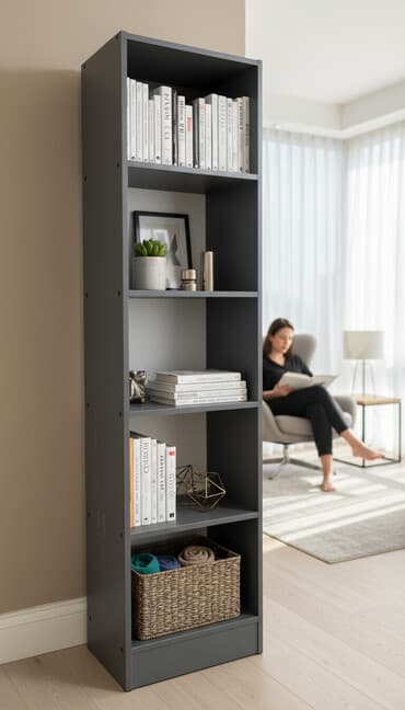 стеллаж высокий: Кеңсе стеллаж, ЛДСП, түсү - Боз — 1