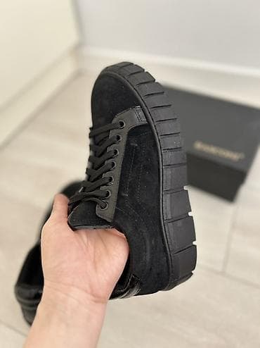 slim patch: Черные замшевые ботинки-кеды. Размер 36-36,5…Очень стильные и удобные — 1