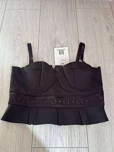 second hand: Комплект женской одежды, черный цвет, 2 предмета: - Укороченный — 4