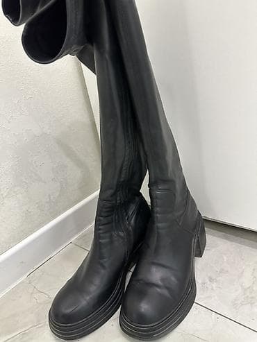 эва сапоги: Черные сапоги-чулки выше колена (овер-ни, thigh-high) из мягкой — 2