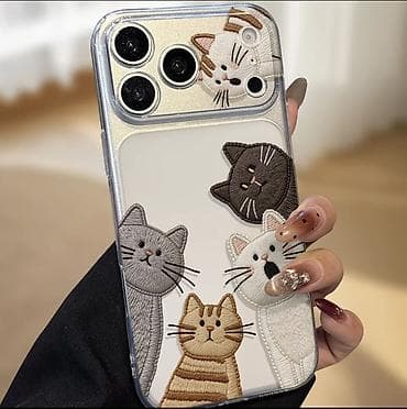 питинитка сатып алам: Чехол для iPhone 17promax с объёмной вышивкой «Котики» - Дизайн — 3