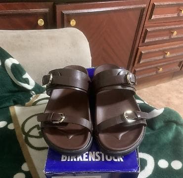 Босоножки, сандалии, шлепанцы: Босоножки, 37, Birkenstock, Б/у, цвет - Коричневый, Самовывоз — 1