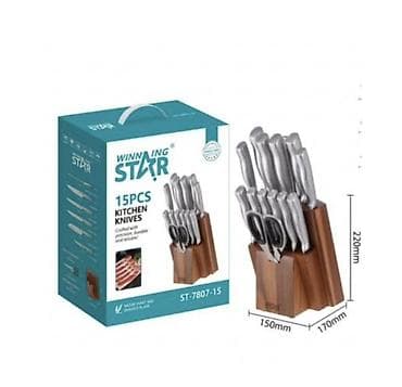 Үй жана бакча: Набор кухонных ножей Winning Star ST-7807-15 — 15 предметов в — 1