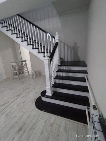 Дизайн, проектирование: Деревянная лестница Для дома, Форма лестницы: П-образная — 20