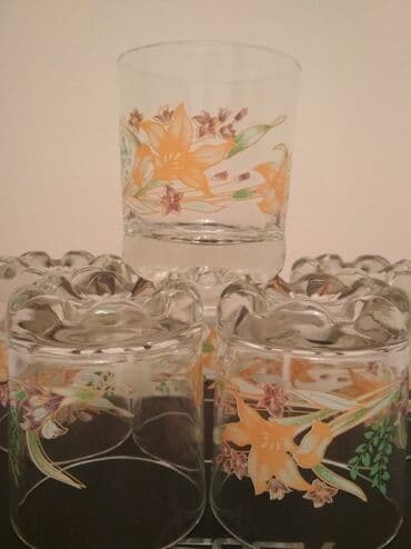 куплю бу стекло: НОВЫЕ стеклянные стаканы с цветным рисунком, " Pasabahce", Турция, 6 — 6