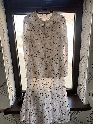 кыргыз кийим: Юбка менен костюм, Миди, Блузка, M — 3