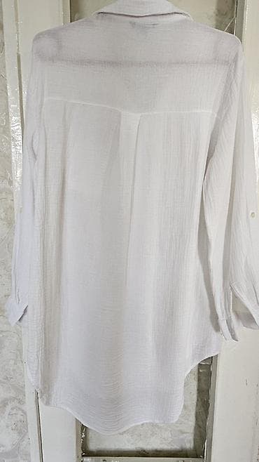 туника джинсовая: Белая женская рубашка-туника из мягкого муслина (структурированная — 2