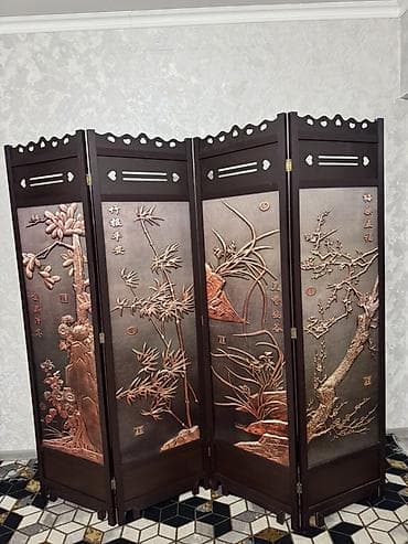 50: Ширма, перегородка Материал: Дерево, Колличество секций: 4, С резьбой, Для салона — 2