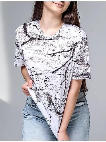 одежди: Мужская футболка с принтом “мрамор/ветви”. - Материал: 100% хлопок — — 10