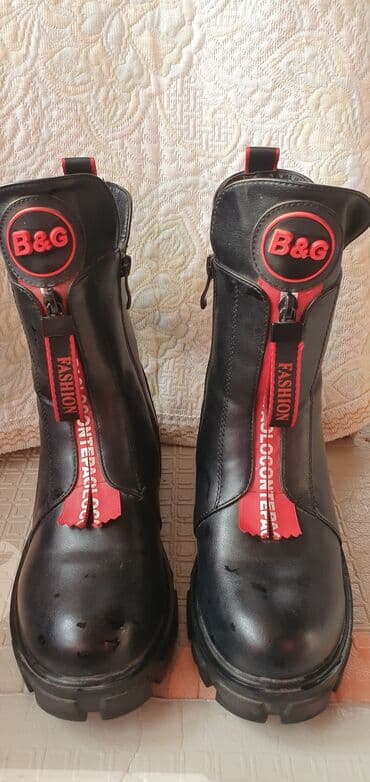 обувь женская туфли: Зимние ботинки B&G - Цвет: черный с красными акцентами (брендовый — 6