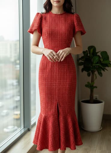 спортивные платья больших размеров: Повседневное платье, Made in KG, Осень-весна, Длинная модель, Твид, S — 1