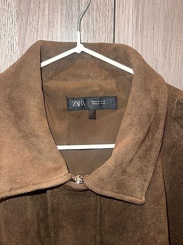 джинсы mango: Куртка Zara из искусственной замши - Бренд: ZARA (ярлык на внутренней — 3