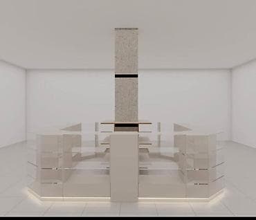 контейнер магазине: Островная торговая витрина/павильон для ТЦ - Тип: модульный островок — 1