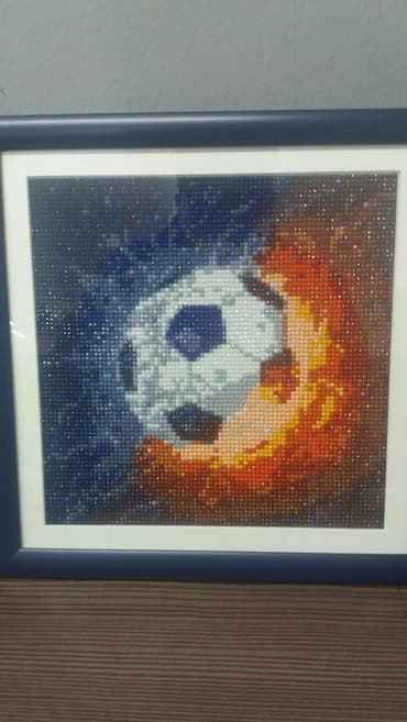 рамка для фото: "Футбольный мяч" - Картина 5Д из разноцветных стразов. декор стены — 3