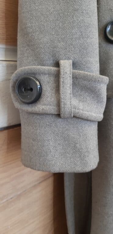 ваенный бушлат: Пальто, Драп, По колено, С поясом, Двубортная модель, С утеплителем, L — 5