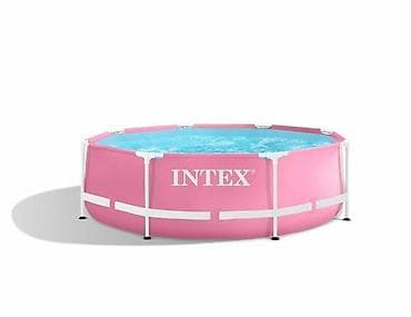эмо: 244/76см. Каркасный бассейн Pink Metal Frame, Intex 28290. Размер — 7