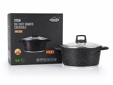 fire maple: Кастрюля-гуськовница Uakeen VK-335, 32 см, литая, с гранитным — 1