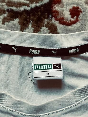 second hend: Футболка PUMA, размер M. - Цвет: белый. - Принт: крупный логотип PUMA — 1