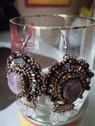 украшение шампанского для свадьбы: Серьги на натуральной коже из бисера и натуральных камней ручной — 4