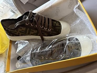 кожанные красовки: Кроссовки, 38, Fendi, Новый, цвет - Коричневый — 3