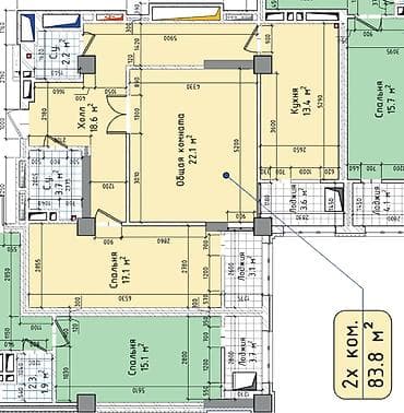 Недвижимость: 3 комнаты, 88 м², Элитка, 8 этаж, Готовая ПСО (под самоотделку) — 2