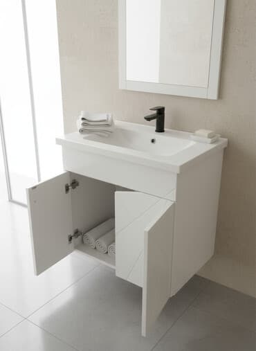 тумбу под мойку: Тумба для ванны, С раковиной, цвет - Белый — 1