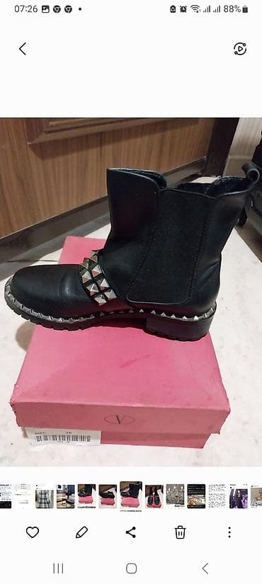 оригинал ботос: Ботинки "BALENTINO"кожа 100% деми 36 разм.цвет черный стоили 4000 — 3