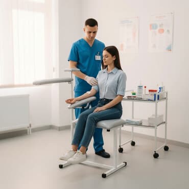 Инвалидные коляски: Стул для збора крови Медицинская мебель Производство: Кыргызстан Режим — 1