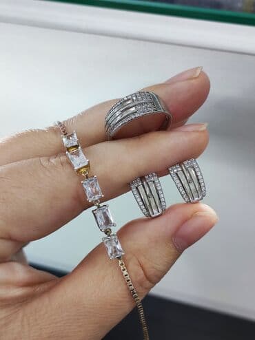 свадебные наборы ручной: Серебро 925 пробы Серебро комплект+ браслет Размеры имеются — 1