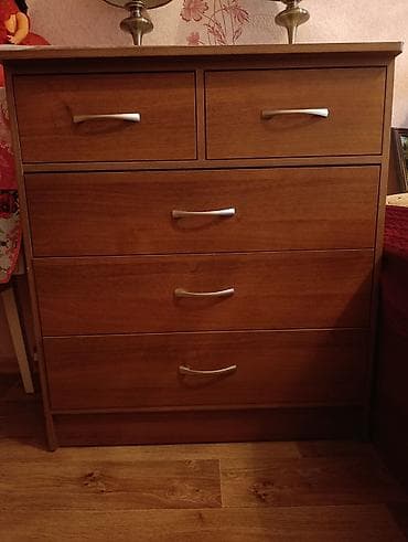 тумбочка на кухню: Комод для одежды, Б/у, Без зеркала, ЛДСП, цвет - Коричневый — 1