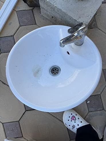 китайский душ: Раковина для ванной, Круглая форма, Материал: Керамика — 1