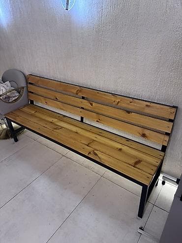 Садовые столы: Скамейка Дерево, Со спинкой, Без крыши — 2