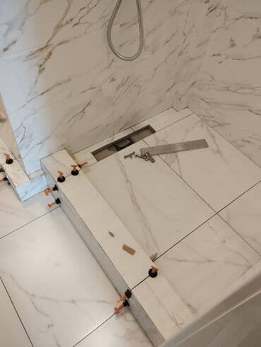 кафел койом: Дубалдарды коюу үчүн даярдоо, Дубалдарды грунттоо үчүн даярдоо, Плиткаларды кесүү | Мозаика плиткасы, Карапа плиткасы, Керамогранит плиткасы | Тикелей төшөө, Диагоналдуу төшөө, Горизонталдуу төшөө 6 жылдан ашык тажрыйба — 9